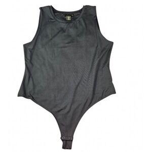 House of Harlow 1960‎ Bodysuit Womens XL Black Sleeveless Snap Button Stretch